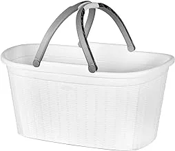 Stefanplast Elegance Laundry Basket With Handles, Plastic, White