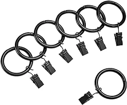 Amazon Basics Curtain Rod Clip Rings for 2.54 CM Rod, Set of 7, Black