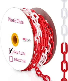 Pyle Safety Chain Barrier Plastic Links - 82' Ft Caution Security Chain Link Barriers Crowd Control, Door Driveway Garage Kids Safety Blocker, - Pyle Pchn31 (6mm)