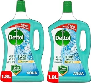 Dettol Fresh Aqua Antibacterial Power Floor Cleaner with 3 times Powerful Cleaning (Kills 99.9% of Germs), 1.8L, Pack of 2