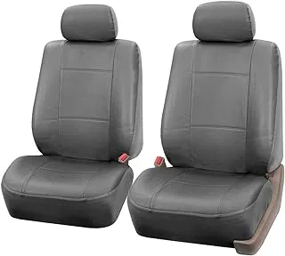 Fh Group Automotive Seat Covers Solid Gray Universal Fit Front Set Fits Most Cars, Suvs, And Trucks (Faux Leather, Set Of 2) PU001SOLIDGRAY102