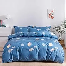 Rishahome 6-Piece Double Size Duvet Cover Set|1 Duvet Cover + 1 Flat Sheet + 4 Pillow Cases|Microfibre|Hitoritabi