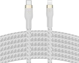 Belkin BoostCharge Pro Flex Braided USB Type C to Lightning Cable (3M/10ft), MFi Certified 20W Fast Charging PD Power Delivery for iPhone 14/14 Plus, 13, 12, Pro, Max, Mini, SE, iPad and More -White