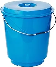 Cosmoplast Ex 26L Round Plastic Buckets With Lids & Metal Handles, Blue