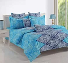 Swayam Sparkle Collection 120 Tc 100% Cotton Flat King Bedsheet With 2 Pillow Cover (Blue) 260 X 270 cm