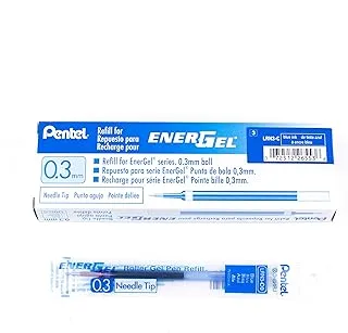 Pentel Refill Ink for EnerGel RTX Retractable Gel Pen Extra Fine Point Needle Tip,12 Count, 0.3mm, Blue (LRN3-C)