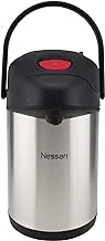 Nessan Insulated Pump Flask, Silver and Black, 3 Liter, SS30HI