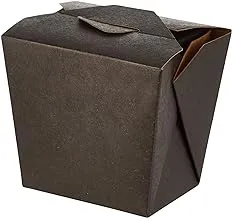 Disposable Noodle Take Out Container, Noodle To Go Box - Eco-Friendly Paper - Square - 16 oz - Black with Kraft Interior - 200ct Box - Restaurantware