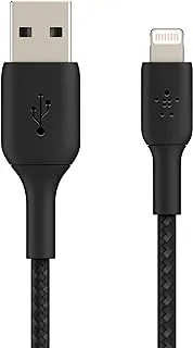 Belkin Braided Lightning Cable (Boost Charge Lightning to USB Cable for iPhone, iPad, AirPods) MFi-Certified iPhone Charging Cable, Braided Lightning Cable (1m, Black)