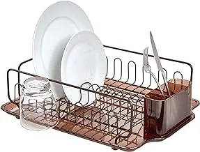 Interdesign Forma Kitchen Dish Drying Rack With Tray – Drainer For Glasses, Silverware And Dishes, Amber/Bronze