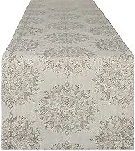 DII Holiday Dining Table Linen Sparkle Metallic Kitchen Décor, Runner, 14x72, Jacquard Snowflakes