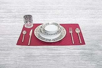 Princess 100% Cotton Dobby Jacquard Table Placemat- 30X50cm - Maroon 6Pc Set