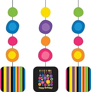 Creative Converting Birthday Cake Dots Hanging Cutouts 3 Pieces