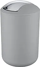 WENKO Swing Cover Bin Brasil, Plastic, Home and Bathroom Waste Trash Can, Lidded Dustbin, Lightweight & Sturdy, 6.5 Litre, 19.5x19.5x31cm, Grey