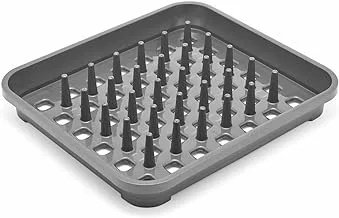 Addis 517941 Dish Draining Rack with Drying Pegs, W33.5 x d38cm, Metallic Silver, 38 x 33.5 x 5 cm