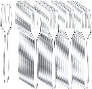 Clear Plastic Fork - Heavyweight Disposable Fork, Heavy Duty Clear Cutlery - Plastic Utensils - Perfect for Parties and Restaurants - 50 Pieces.