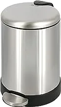 Glad Small Trash Can, 1.2 Gallon | Round Stainless Steel Garbage Bin With Soft Close Lid & Step Foot Pedal | Metal Waste Basket With Removable Inner Bucket, Stainless