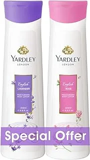 Yardley London Body Lotion - 200 ml Twin Pack, (English Lavender + English Rose)