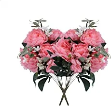 YATAI 2 Bunch Artificial Silk Peony Flowers Bouquet Floral Wedding Fake Flowers Artificial Flowers Leaves Branches for Bridal Bouquets Arts Crafts Project Decorations (Pink)