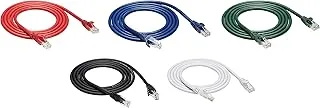 Amazon Basics AmazonBasics Cat6 Snagless Ethernet Cable - 5-Foot, 5-Pack, Black/Red/Blue/White/Green