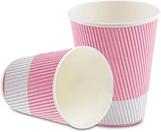 Insulated paper coffee cups - ripple wall - light pink - 12 oz - 500ct box - matching lids sold separately: rwa0360b, rwa0360w, rwa0328lg, rwa0328gr, rwa0328hp, rwa0283w, rwa0283b