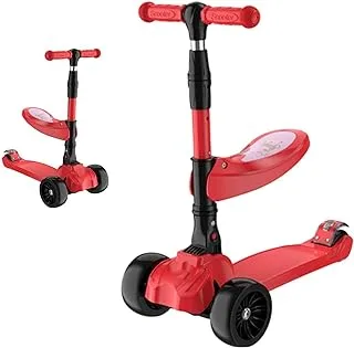 Coolbaby 3 In One, Adjustable 3 Wheel Scooter, Removable Adjustable Seat, Led Flashing Pu Wheel