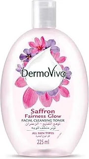 DermoViva Saffron Fairness Glow Facial Toner 225ml | For All Skin Types | Natural Saffron, Pomegranate & Papaya Extracts | Dermatologically Tested