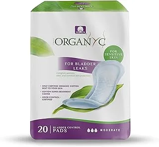 Organyc Certified Organic Cotton Pads For Incontinence, Odor Control, Free From Perfumes, Dyes, Plastics, And Chemicals Moderate, 20 Count