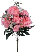 YATAI 1 Bunch Artificial Silk Peony Flowers Bouquet Floral Wedding Fake Flowers Artificial Flowers Leaves Branches for Bridal Bouquets Arts Crafts Decorations (Pink)