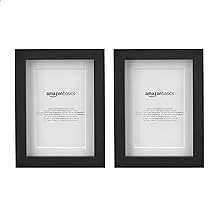 Amazon Basics 12.7 CM x 17.78 CM Rectangular Photo Picture Frame or 10.16 CM x 15.24 CM with Mat, 2-Pack, Black