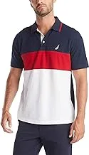 Nautica mens Short Sleeve 100% Cotton Pique Color Block Polo Shirt Polo Shirt