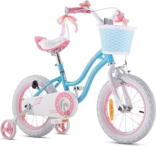 Royalbaby 12 Star Girl Bicycle Blue, 12 Inch With Training Wheels, Rb12G-1-Blu, Royalbaby Stargirl Girls Bike With Training Wheels And Basket, Best Gifts For Girls ,Blue, 12 Inch