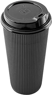 500-CT Disposable Black Lid for Coffee and Tea Cups - Fits 8-OZ, 12-OZ and 16-OZ Cups: Perfect for Coffee Shops, Juice Shops, and Restaurant Takeout - Recyclable Polystyrene Cup Lid - Restaurantware