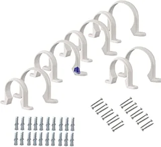 Royal Apex PVC White U Clamps Fastener Hanger Pipe Clamps Clip with Screw and Plug, for Conduit Pipe Fixing Bracket and Support Water Pipe and Gas Pipe – 10 Pcs (1.1/4 Inch)