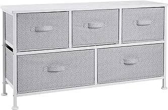 Amazon Basics Extra Wide Fabric 5-Drawer Storage Organizer Unit for Closet, White