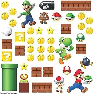 RoomMates RMK2351SCS Nintendo - Super Mario Build A Scene Wall Decal, Multicolor, 5.715 cm. 5.715 cm by 12.7 cm. 20.32 cm, Set of 45 Pieces