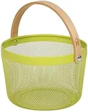 Home Pro Metal Mesh Storage Utility Basket Bamboo Carry Handle Multi Color, Assorted Colors, 5251