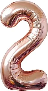 Rose Gold Number 2 Balloon for 2nd Birthday - Large, 40 Inch | Foil Mylar Rose Gold 2 Balloon for Birthday Party Decorations | Number 2 Rose Gold Balloon | Number 2 Balloons for 2nd Year Anniversary