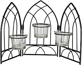 Harmony Glass Candle Holder With Metal Stand - 3 Piece Set