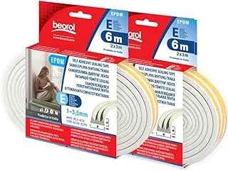 Beorol Sealing Tape Self Adhesive 'E' Profile White 2 X 3Mtrs Ebe6 Beorol