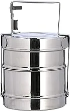 Delcasa 2 Layer Steel Bombay Tiffin, Lunch Box, Dc1985 Stainless Steel Food Carrier, 2 Tier Tiffin Lunch Box Office Pack, Stainless Steel Containers With Locking Clip