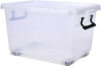 Cosmoplast 22L Clear Plastic Storage Box With Wheels & Lockable Lid, white