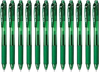 Pentel 0.5mm EnerGel-X قلم جل سائل قابل للسحب مع طرف إبرة وحبر أخضر ، صندوق 12 (BLN105-D)