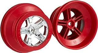 Traxxas Hex Dual Profile Short Course Wheels, Chrome/Red, 12 mm, 2 Pieces, 5868