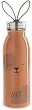 Aladdin Zoo Thermavac™ Stainless Steel Water Bottle 0.43L Dog – Soft silicone fingerloop | Double Wall Vacuum Insulated Reusable Water Bottle | Keeps Cold for 7 Hours | BPA-Free | Leakproof- Brown