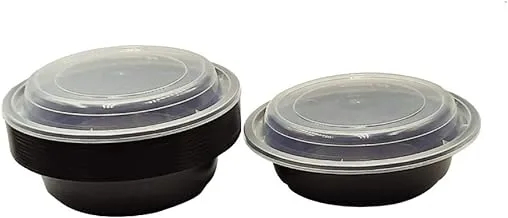 SNH Disposable Round Microwave Container Of 16 OZ With Lid - 12 Pieces.