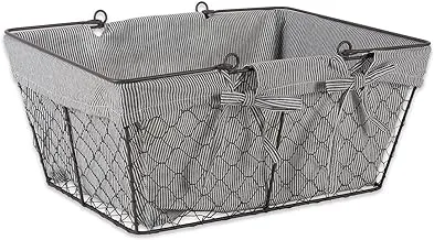 Dii Farmhouse Chicken Wire Egg Basket, Storage Baskets With Liner, Stripes, 16X12X7.88