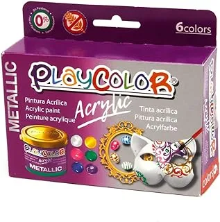 Playcolor 20311 Set of 6 Acrylic Paint 40 ml Assorted Colours Acrylic Metallic