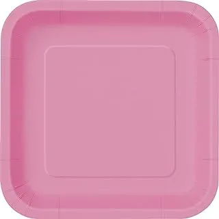 Unique Square Plate 16-Pieces, 7-Inch Size, Hot Pink