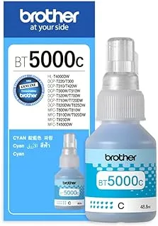 Brother Genuine BT5000C Ultra High Yield Cyan Ink Bottle For Ink Tank Printers, 48.8 ml